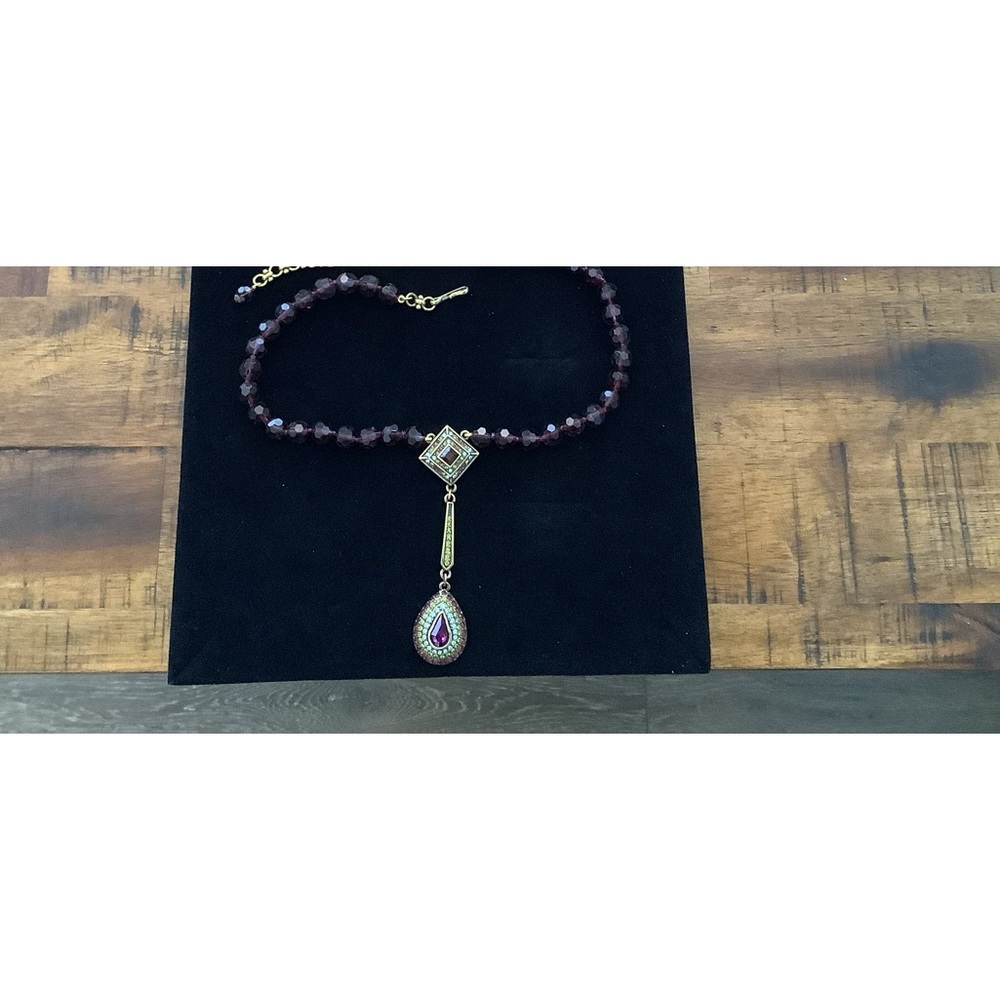 Heidi Daus necklace with Swarovski crystals Garnet Drop Pendant Necklace